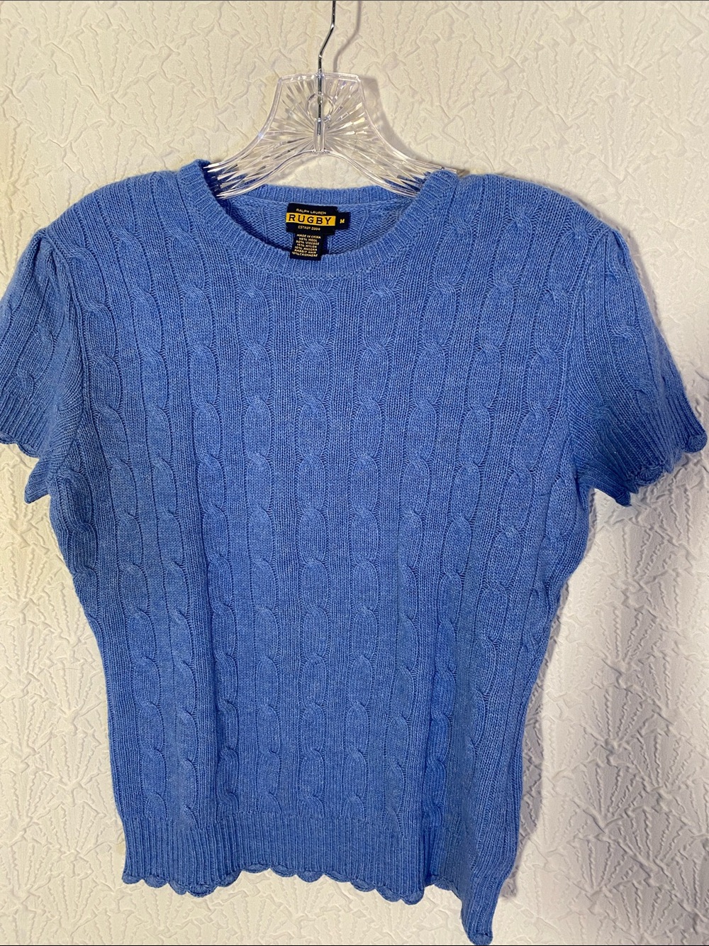 Rugby Ralph Lauren women’s Light Blue Cable Crewneck Sweater